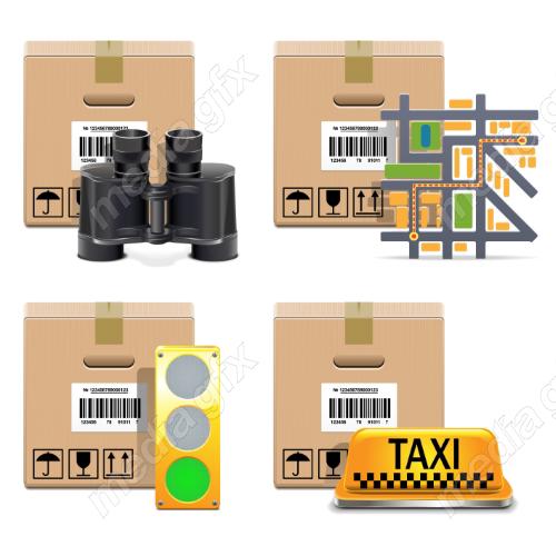 دانلود رایگان وکتور آیکون بسته بندی بارگیری و حمل و نقل کالا MV006199