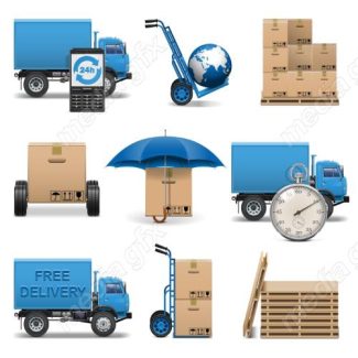 دانلود رایگان وکتور آیکون بسته بندی بارگیری و حمل و نقل کالا MV006205