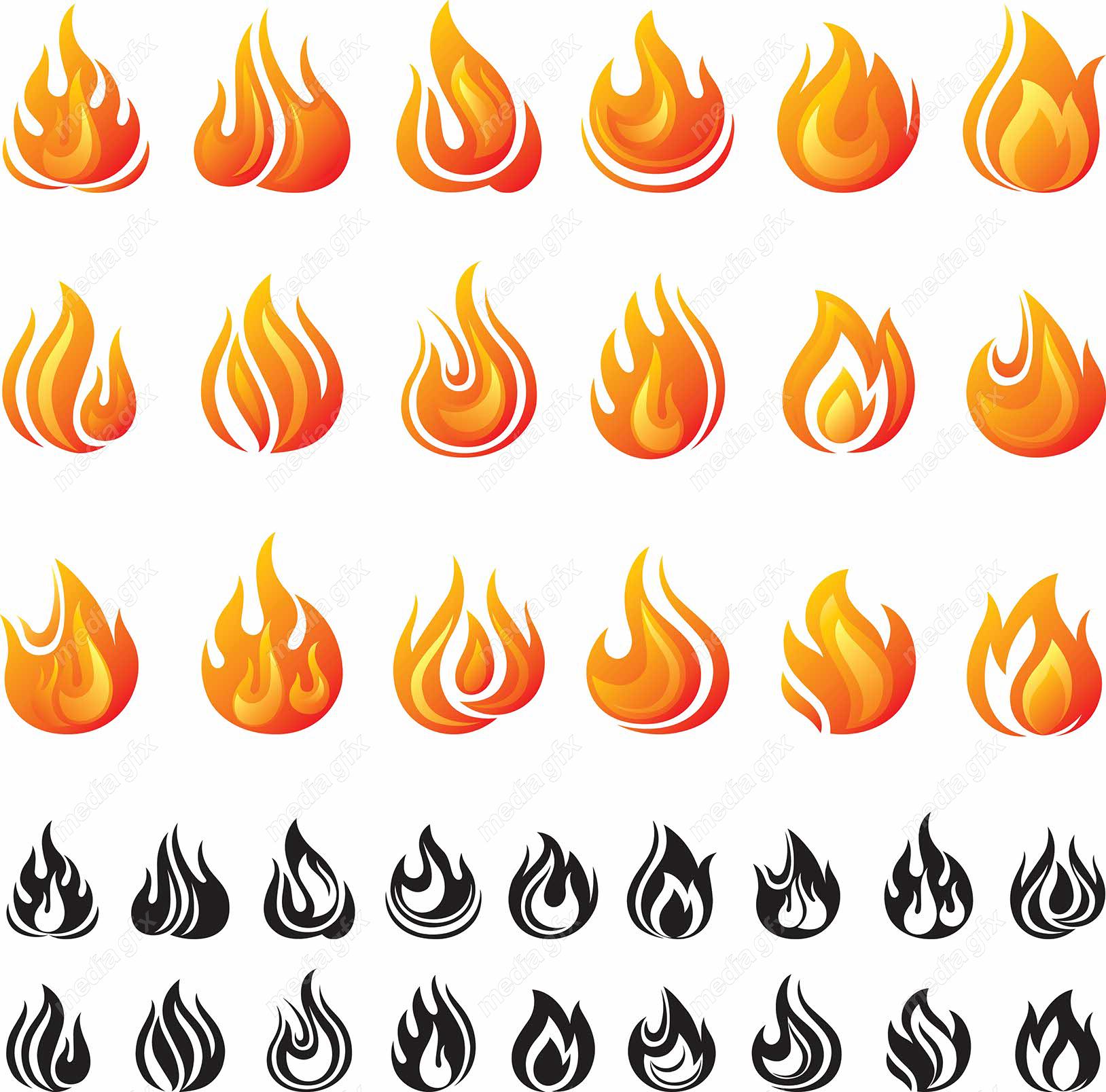 دانلود رایگان وکتور آیکون آتش و شعله های آتش MV006215