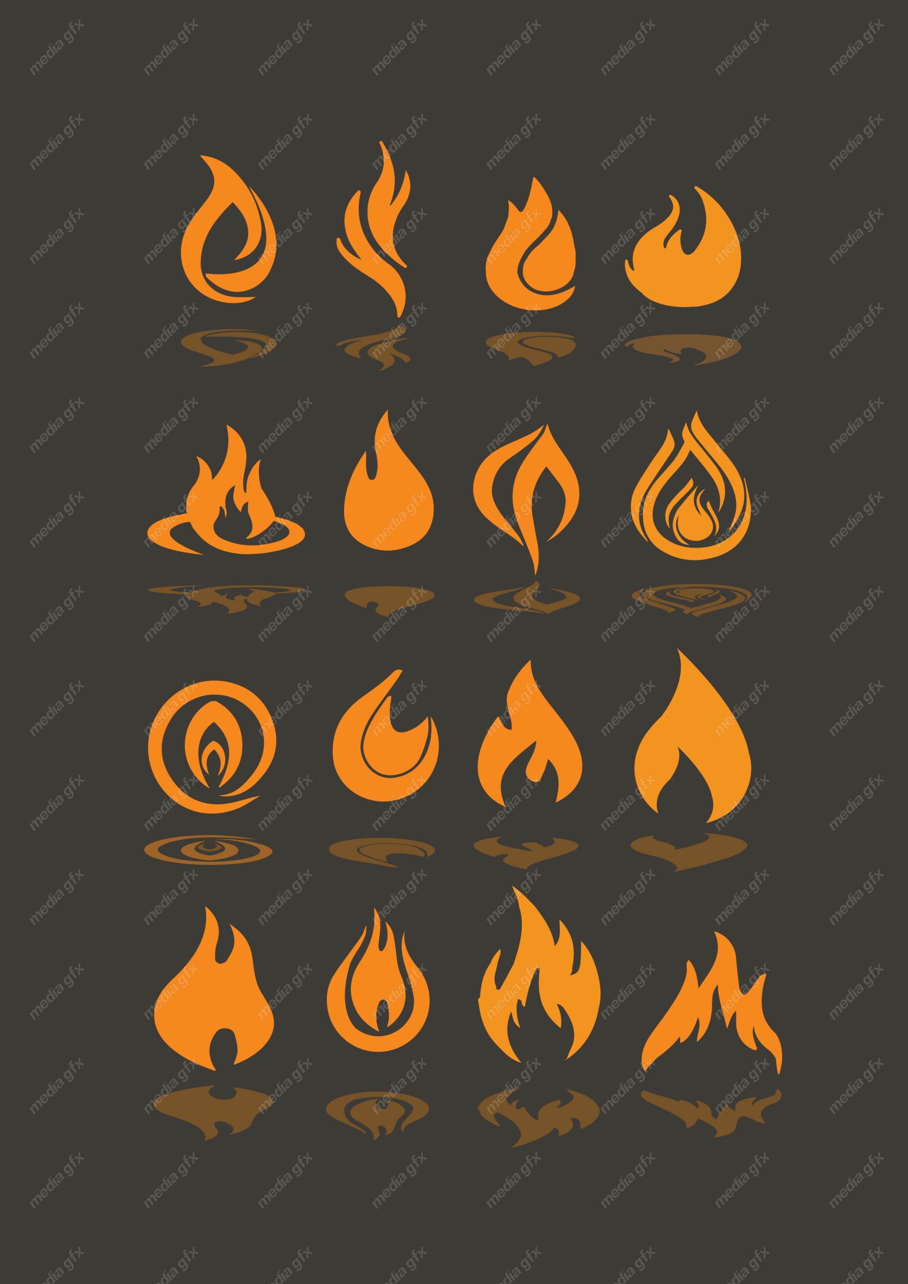 دانلود رایگان وکتور آیکون آتش و شعله های آتش MV006216