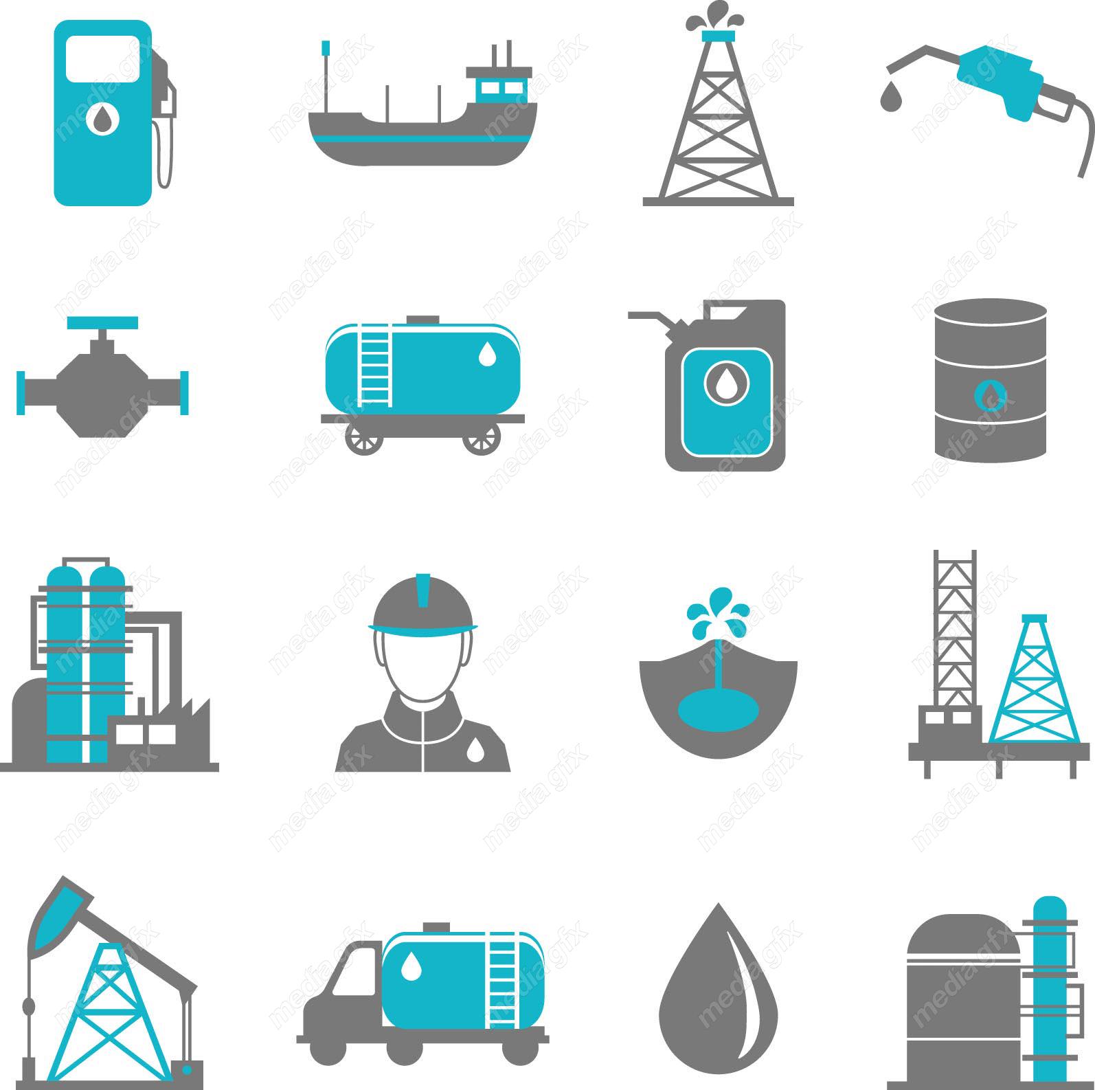 وکتور آیکون پالایشگاه استخراج و پالایش نفت و گاز MV006228