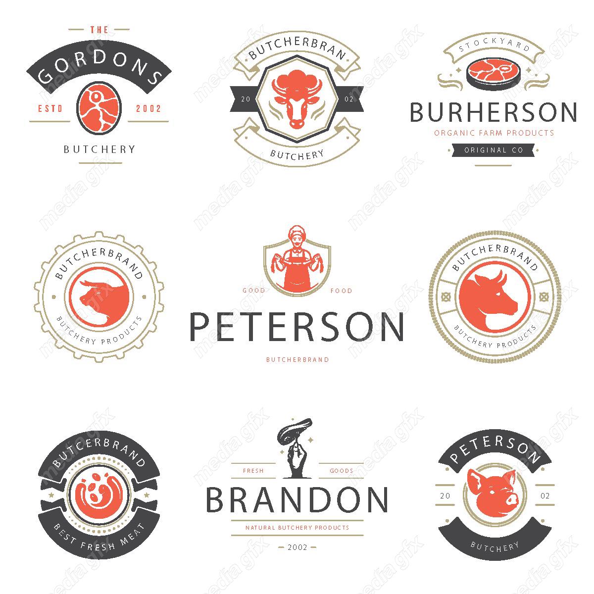 وکتور طرح لوگوی گوشت قرمز و پروتئین MV006364