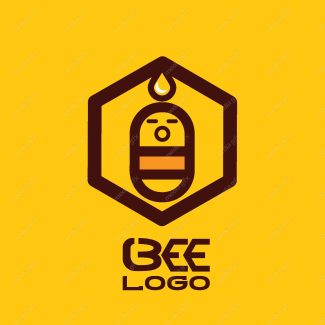 وکتور طرح لوگوی زنبور عسل و کندوی عسل MV006366