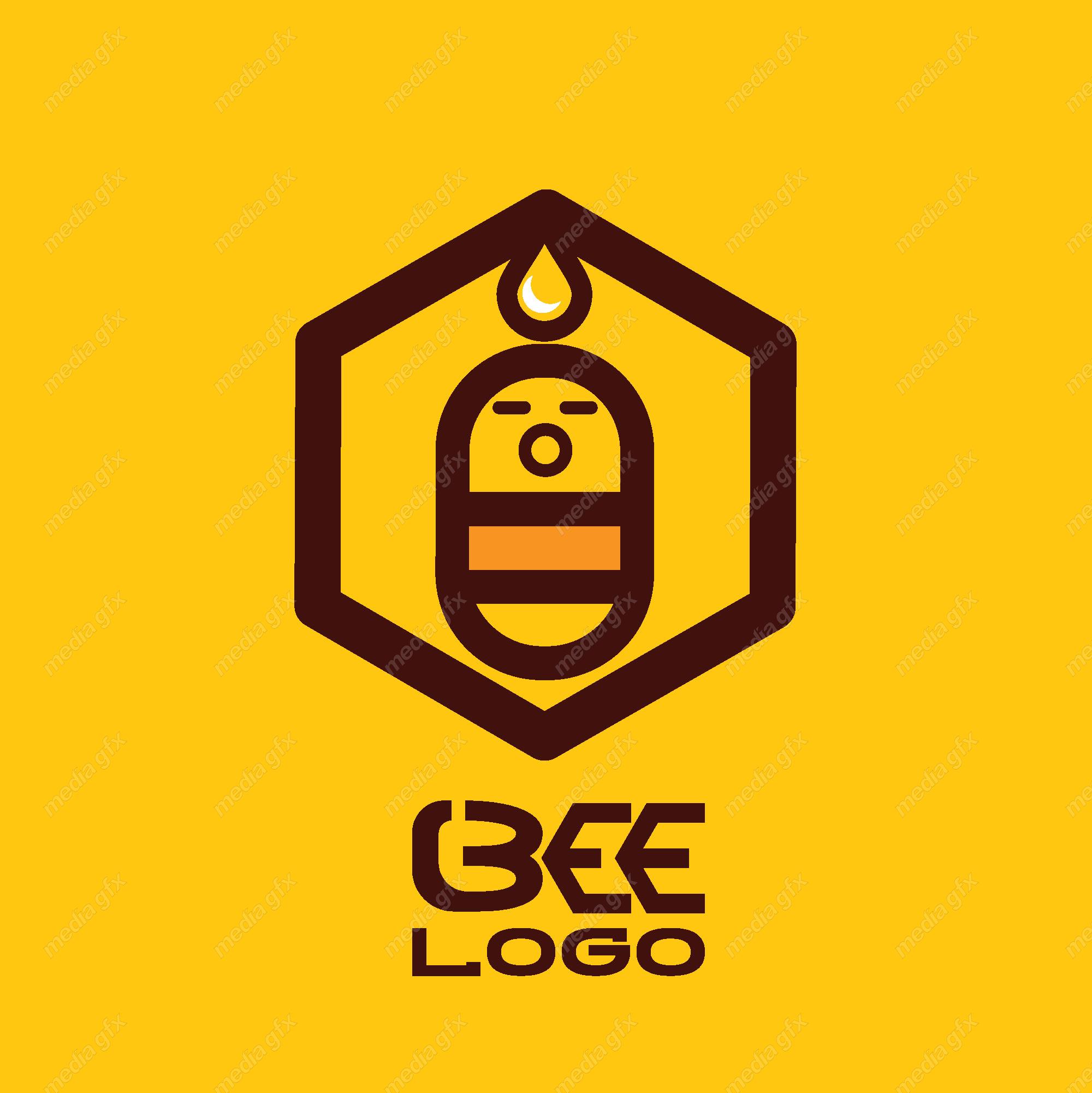 وکتور طرح لوگوی زنبور عسل و کندوی عسل MV006366