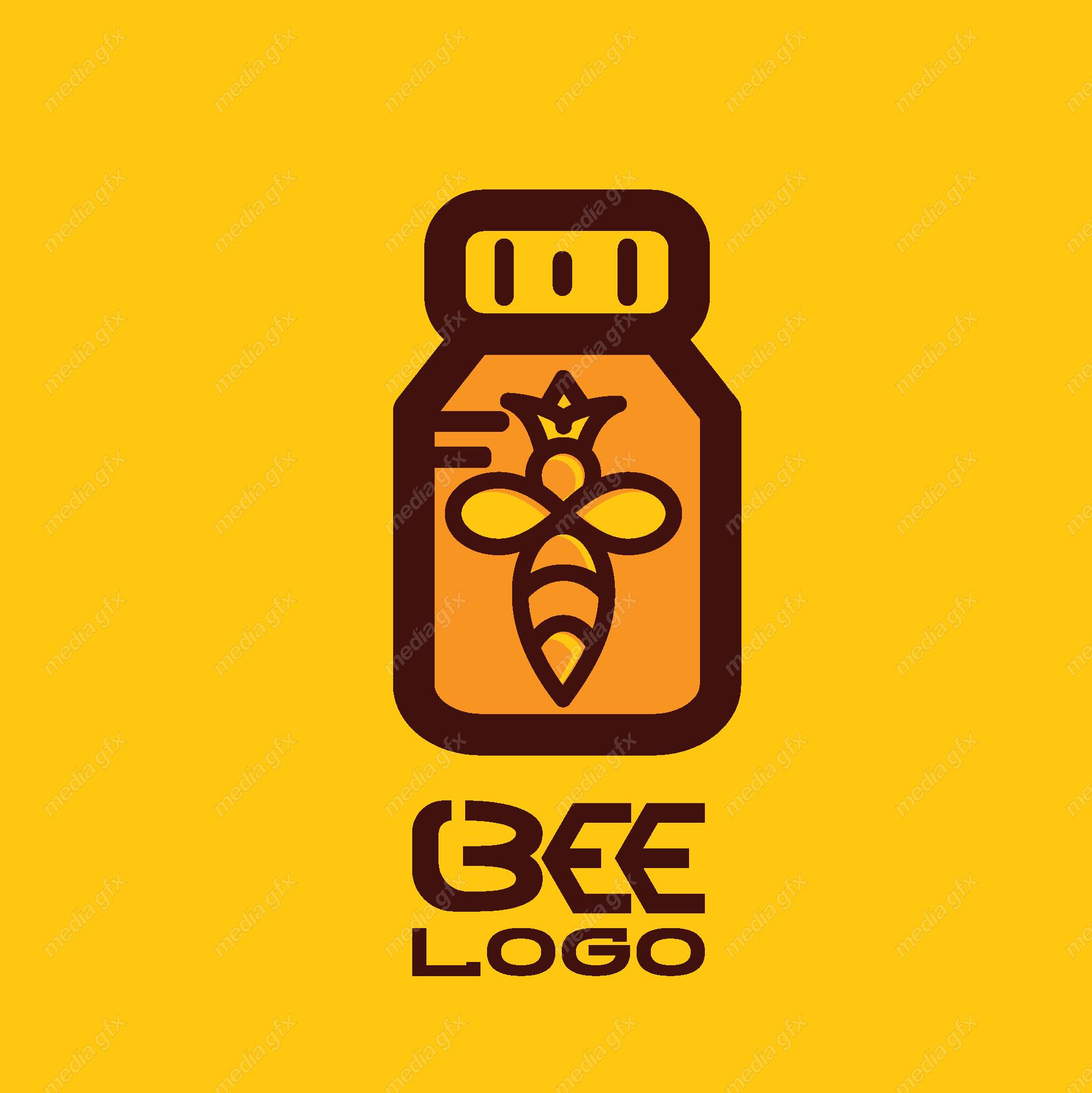 وکتور طرح لوگوی زنبور عسل و کندوی عسل MV006367