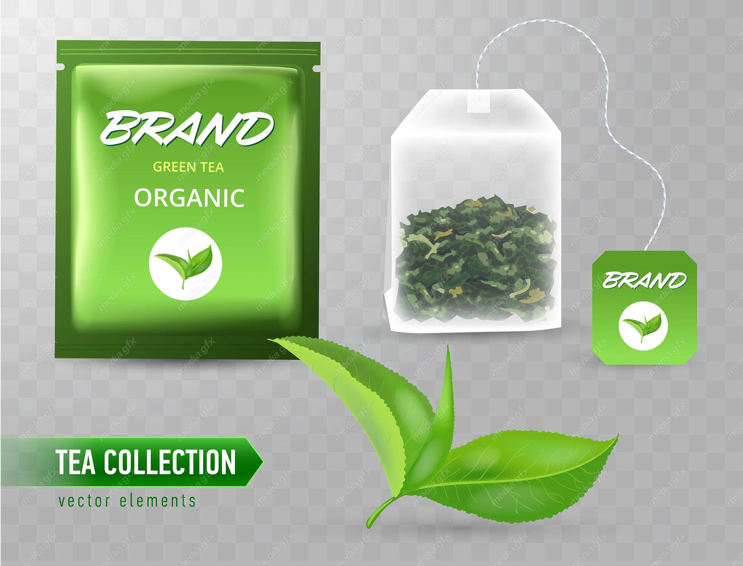 وکتور چای سبز کیسه ای MV006383