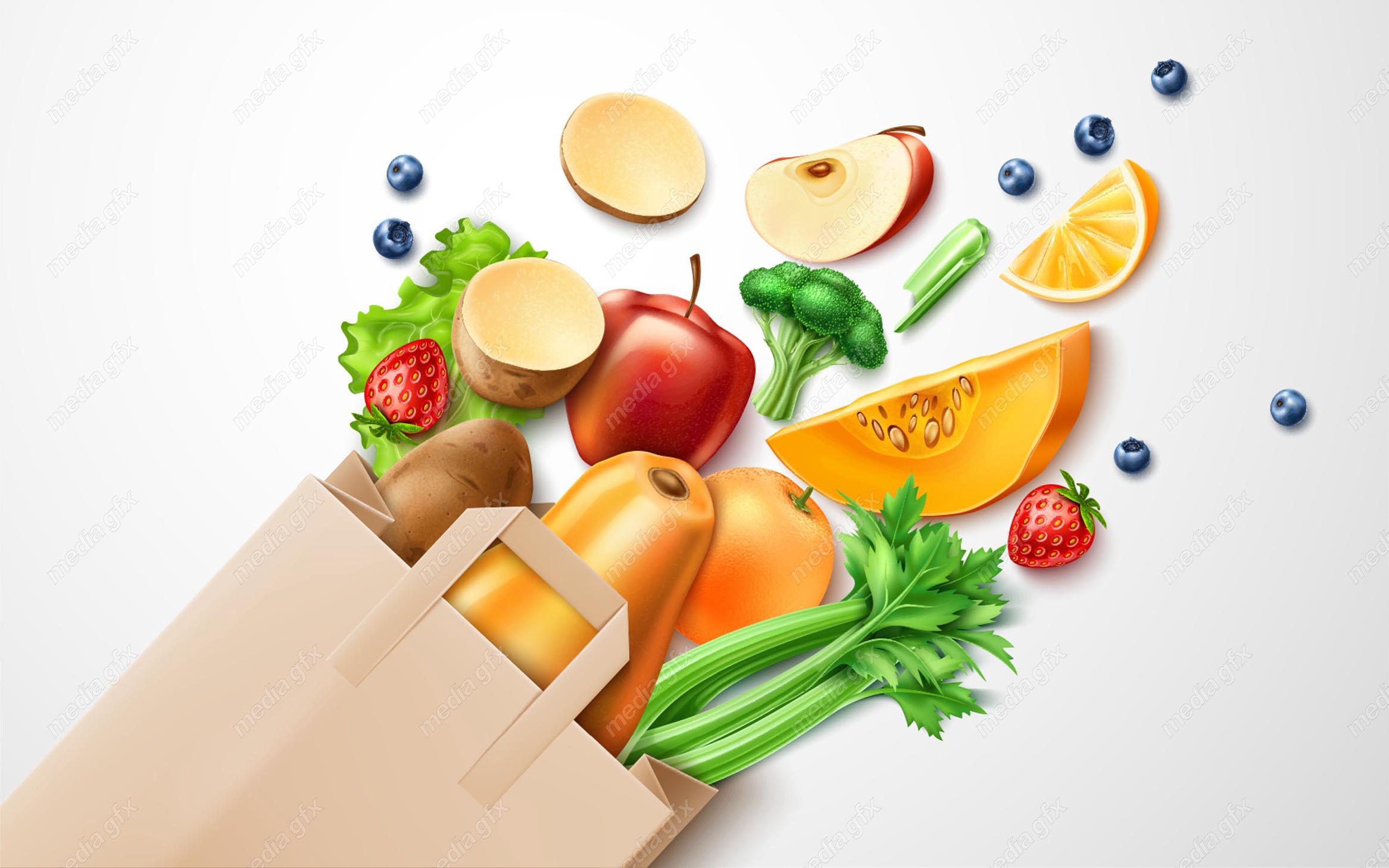 وکتور طرح میوه و سبزیجات و صیفی جات MV006389