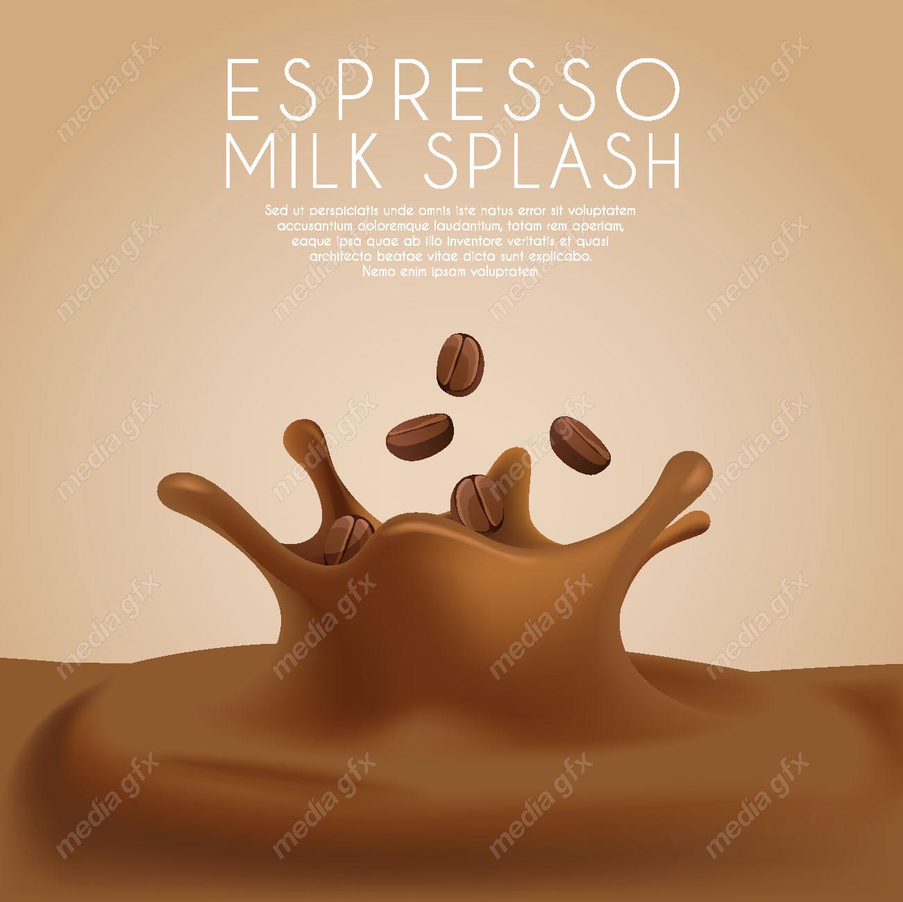 وکتور طرح پاشش شیر اسپرسو MV006395