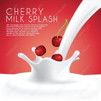وکتور طرح پاشیدن شیر آلبالو MV006397