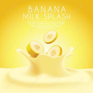 وکتور طرح پاشیدن شیر موز MV006406