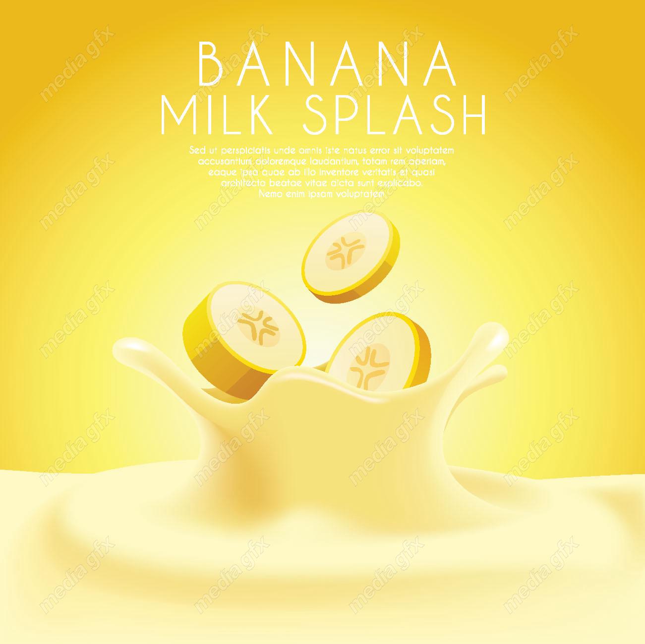 وکتور طرح پاشیدن شیر موز MV006406