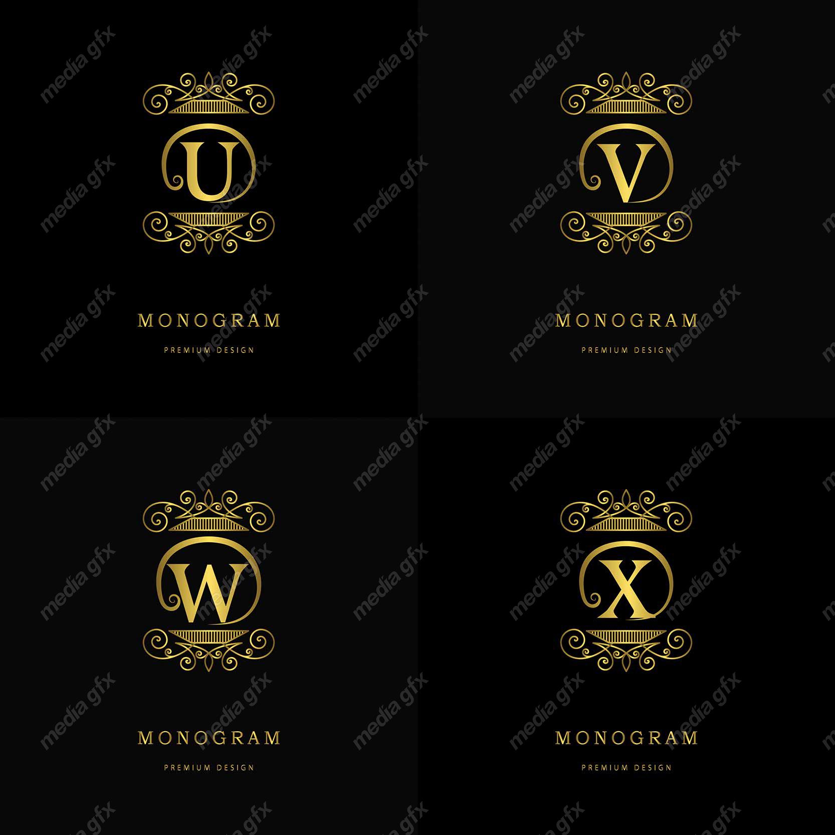 وکتور مونوگرام طلایی MV006419