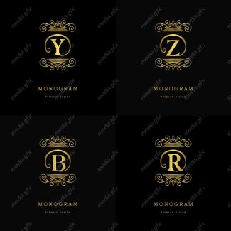 وکتور مونوگرام طلایی MV006422