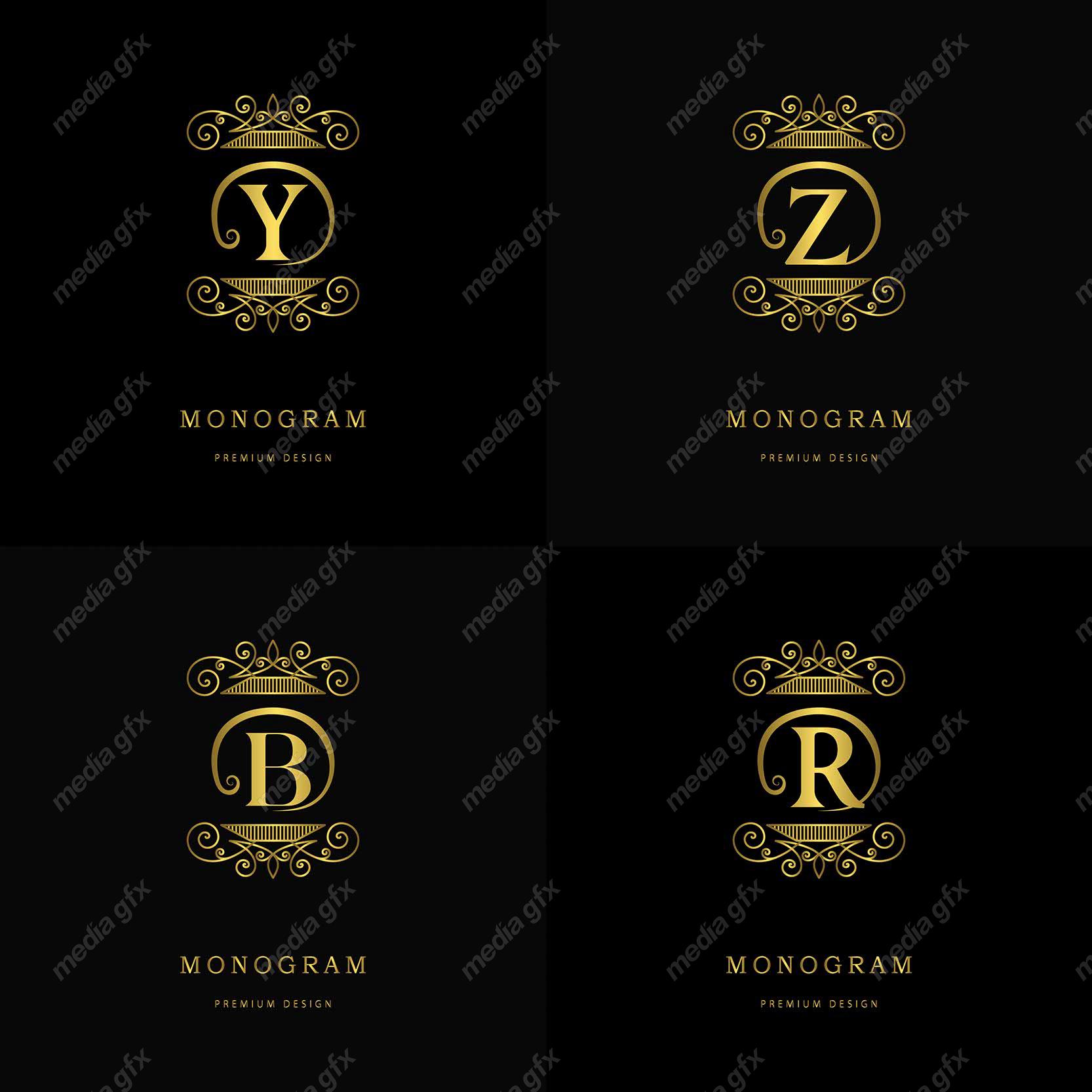 وکتور مونوگرام طلایی MV006422