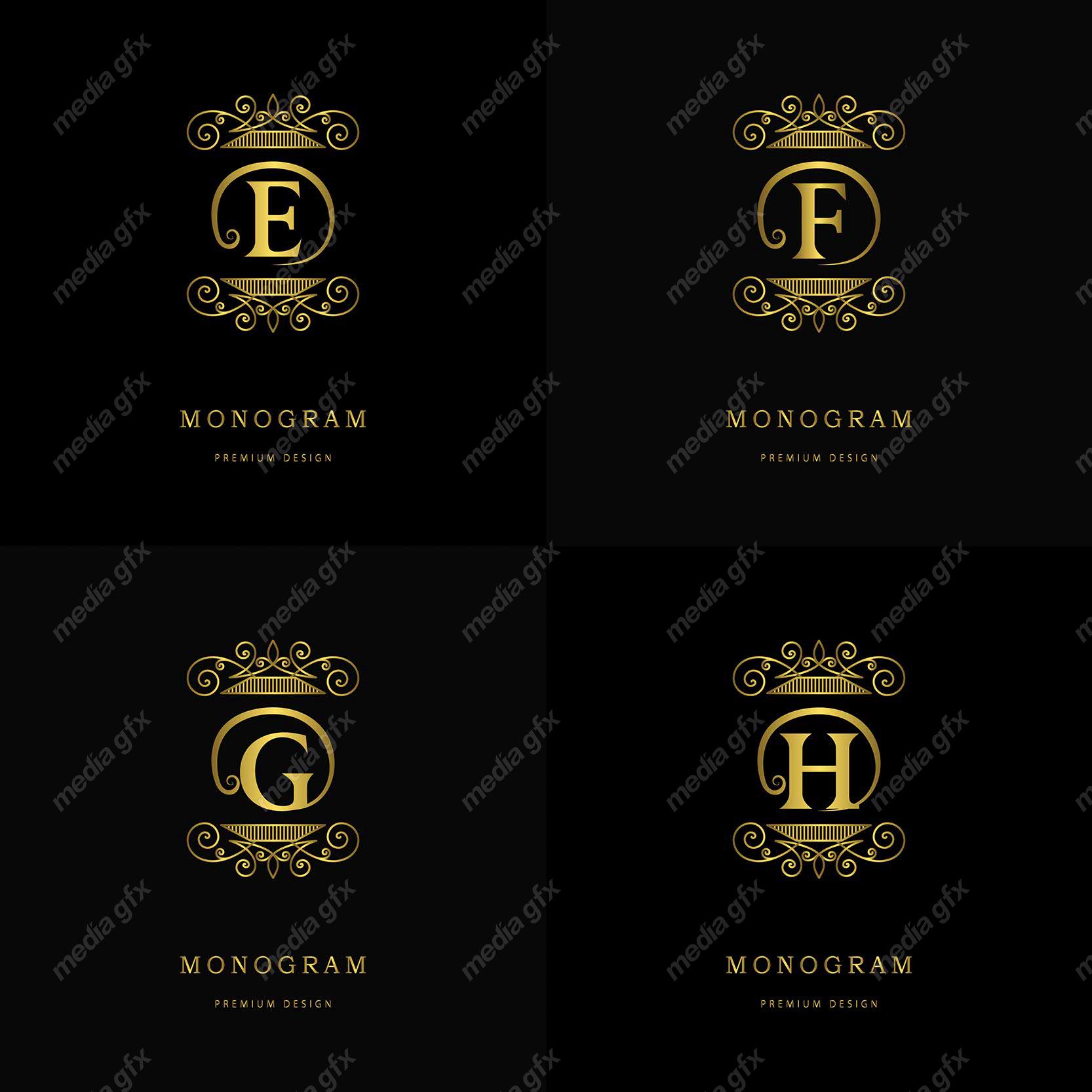 وکتور مونوگرام طلایی MV006424