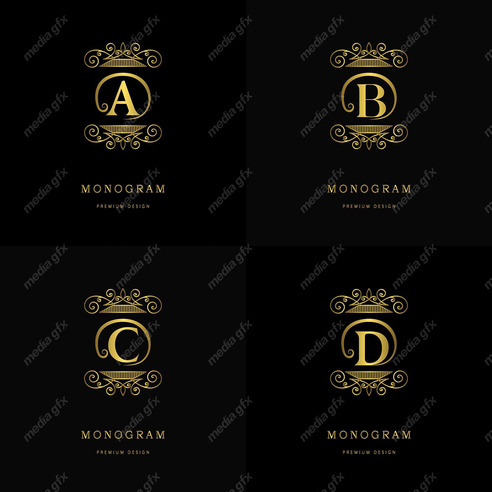 وکتور مونوگرام طلایی MV006425