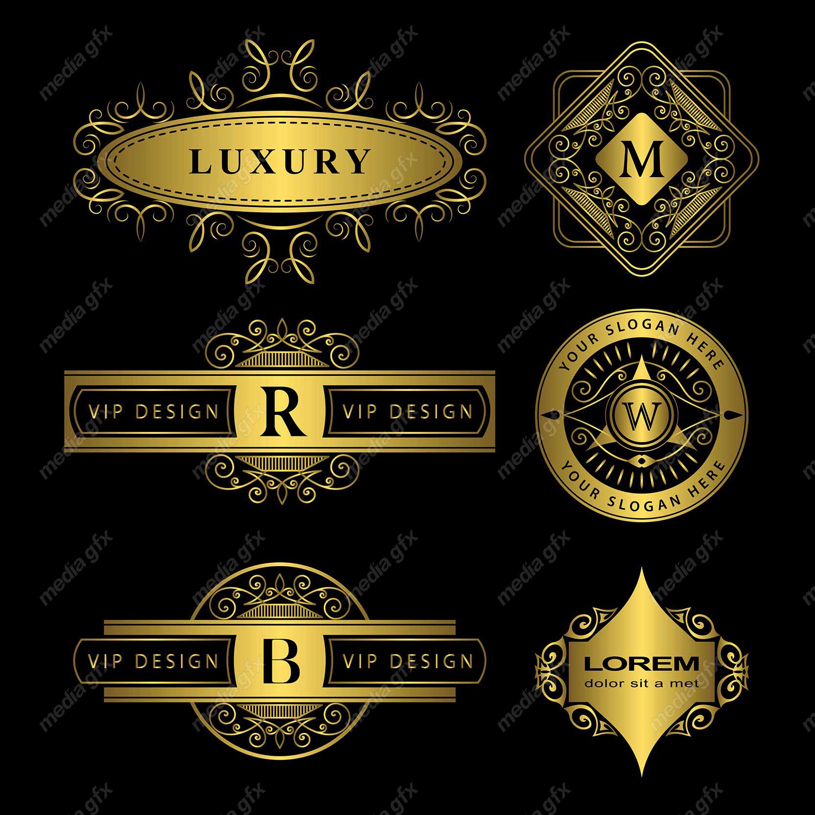 وکتور مونوگرام طلایی MV006430