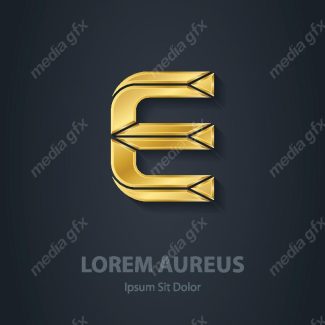 وکتور طرح لوگوی حرف E طلایی لاکچری MV006438