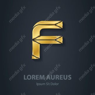 وکتور طرح لوگوی حرف F طلایی لاکچری MV006439