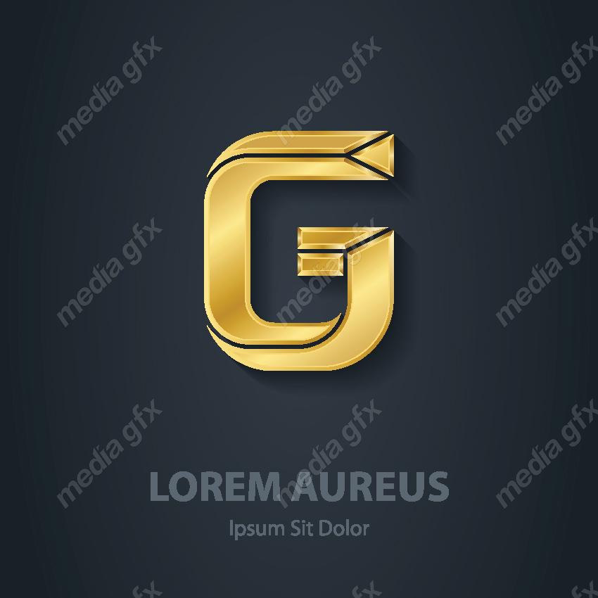 وکتور طرح لوگوی حرف G طلایی لاکچری MV006440