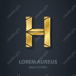 وکتور طرح لوگوی حرف H طلایی لاکچری MV006441