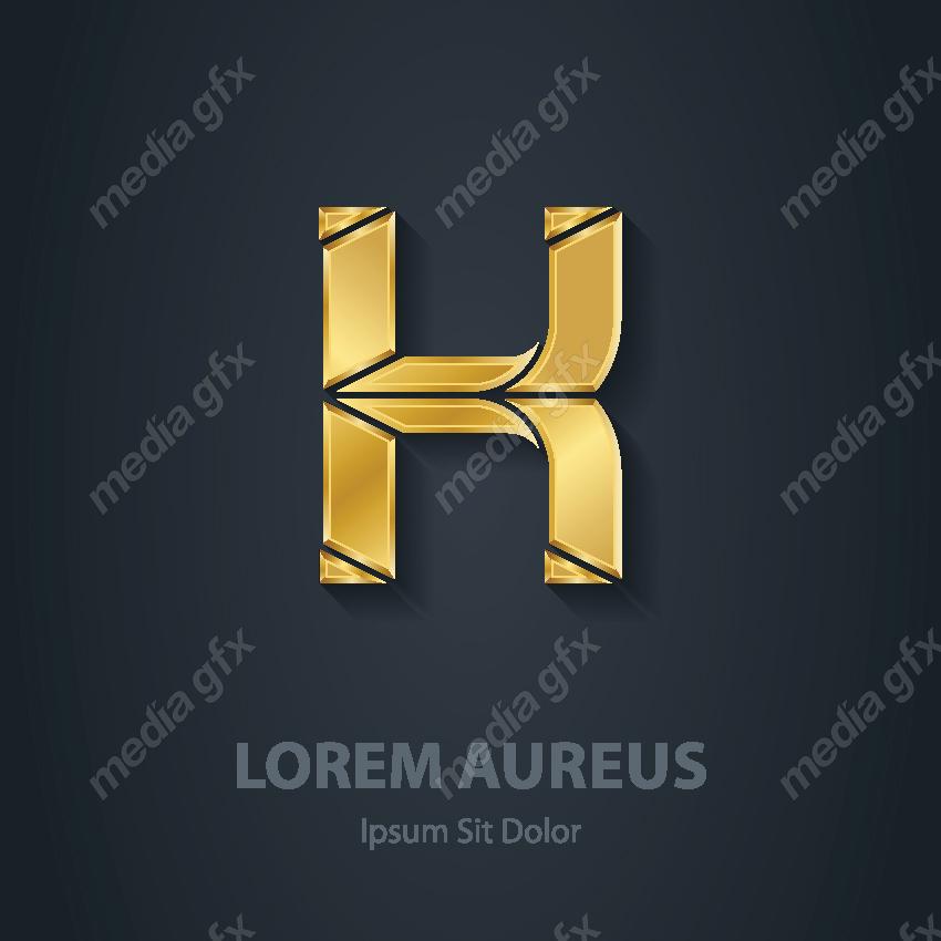 وکتور طرح لوگوی حرف K طلایی لاکچری MV006444