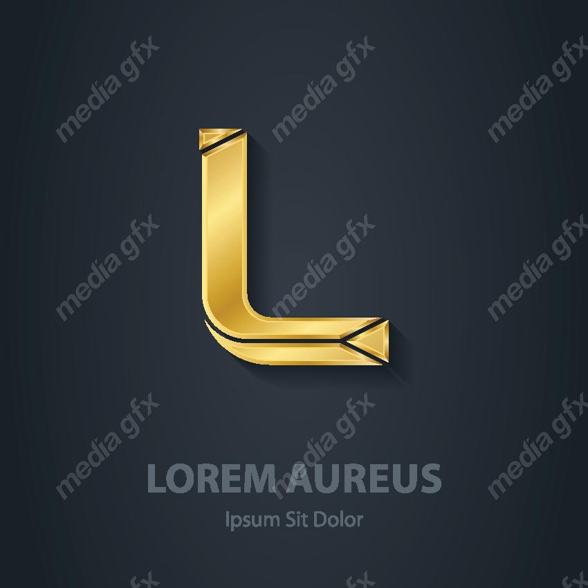 وکتور طرح لوگوی حرف L طلایی لاکچری MV006445