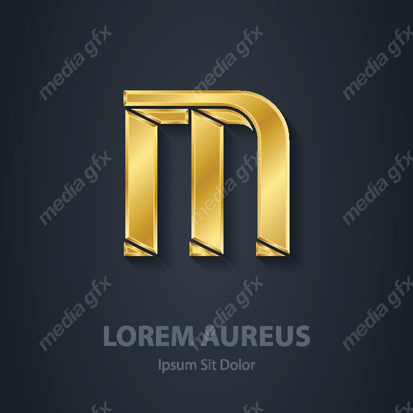 وکتور طرح لوگوی حرف M طلایی لاکچری MV006446