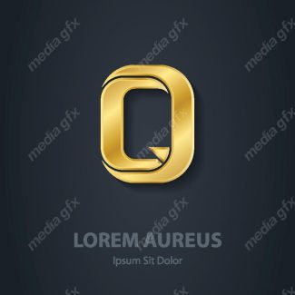 وکتور طرح لوگوی حرف Q طلایی لاکچری MV006450