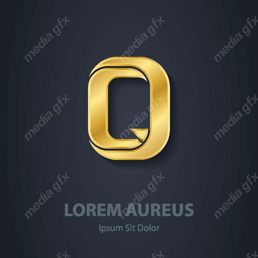 وکتور طرح لوگوی حرف Q طلایی لاکچری MV006450