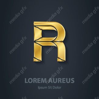 وکتور طرح لوگوی حرف R طلایی لاکچری MV006451