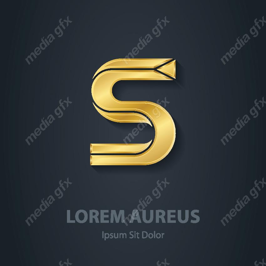 وکتور طرح لوگوی حرف S طلایی لاکچری MV006452