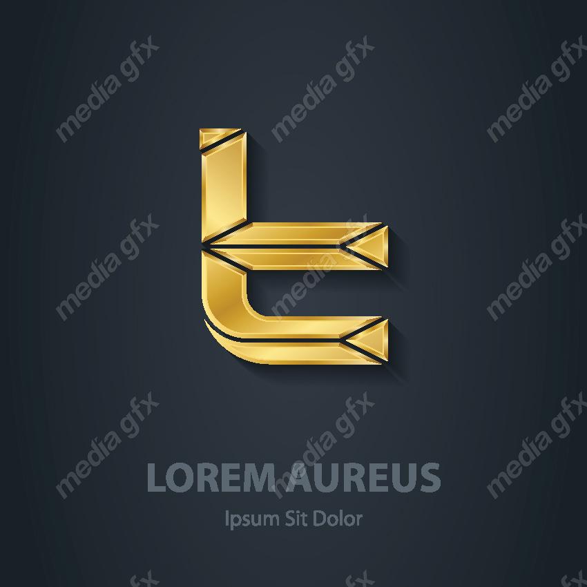 وکتور طرح لوگوی حرف T طلایی لاکچری MV006453