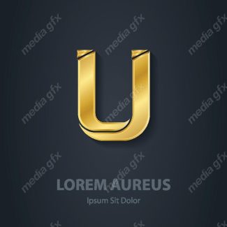 وکتور طرح لوگوی حرف U طلایی لاکچری MV006454
