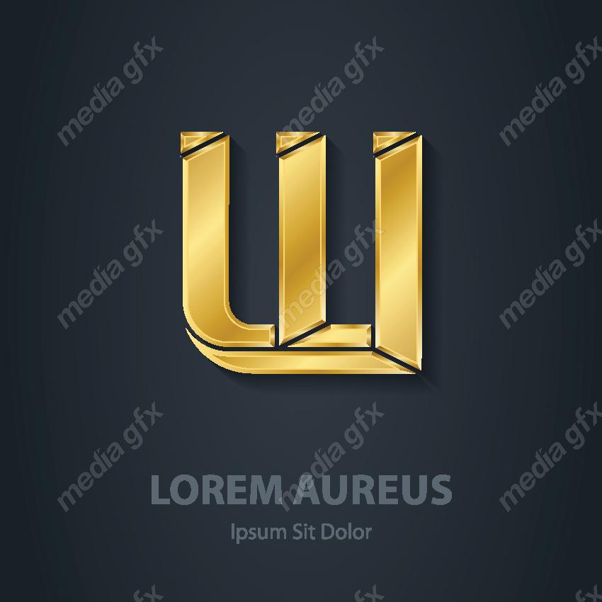 وکتور طرح لوگوی حرف W طلایی لاکچری MV006456