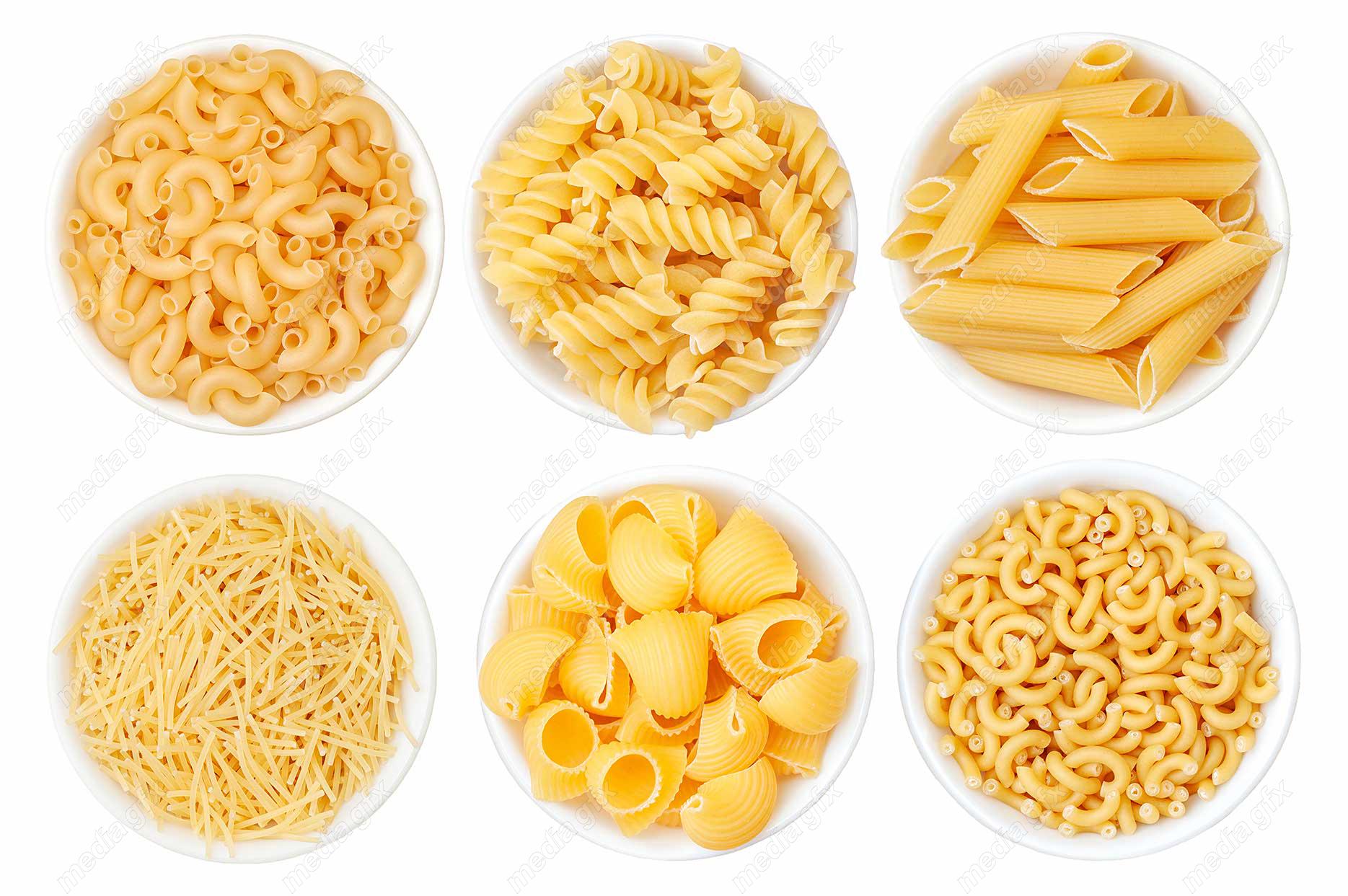 عکس با کیفیت پاستا و ماکارونی پس زمینه سفید MJ006693