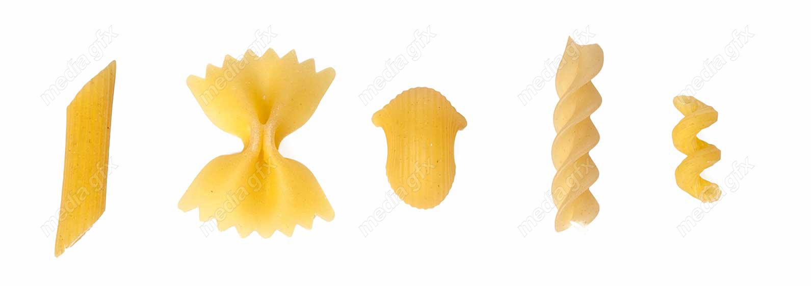 عکس با کیفیت پاستا و ماکارونی پس زمینه سفید MJ006696